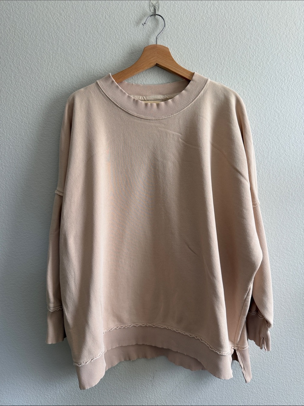 Aerie The Happiest Oversized Crew Sweater in Sandalwood